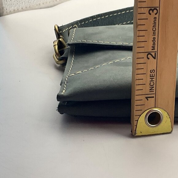 Portland Leather Goods Envelope Clutch Crossbody Bag Gray Convertible - Picture 7 of 15